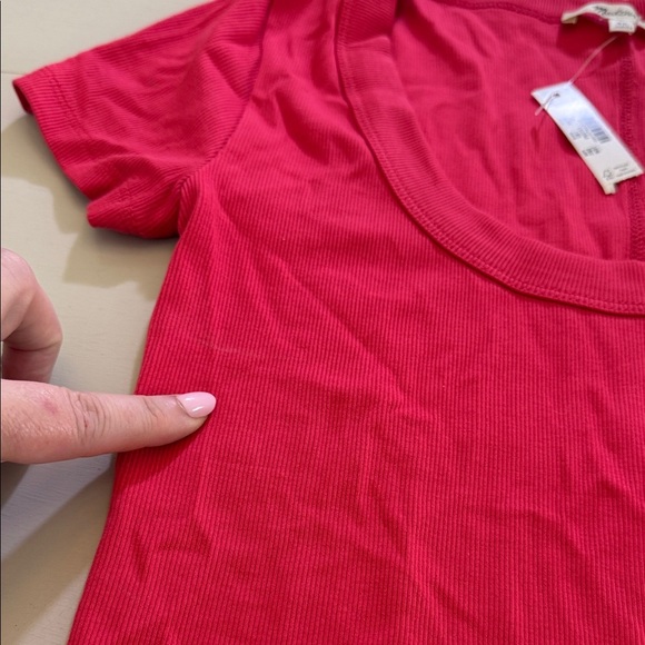 Madewell (Re)generative Cotton Ribbed Scoopneck Tee Size XS - Picture 12 of 13